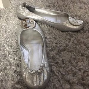 Tory Burch Silver Ballet Flats